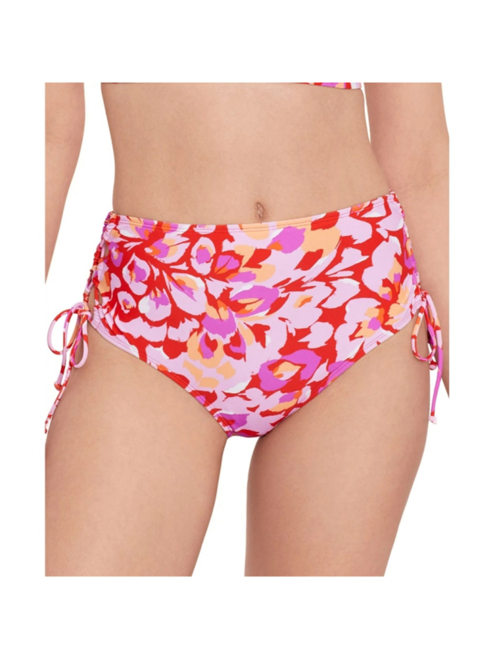 Salt + Cove Size Extra Small Red & Pink High-Waist Bikini Bottom / Swimwear NWT